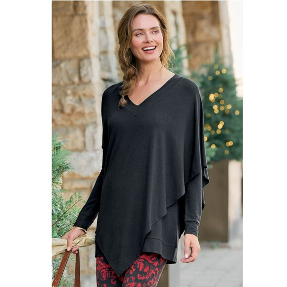 Soft Surroundings Madeline Tunic Top, Black, Size Large - Picture 1 of 12